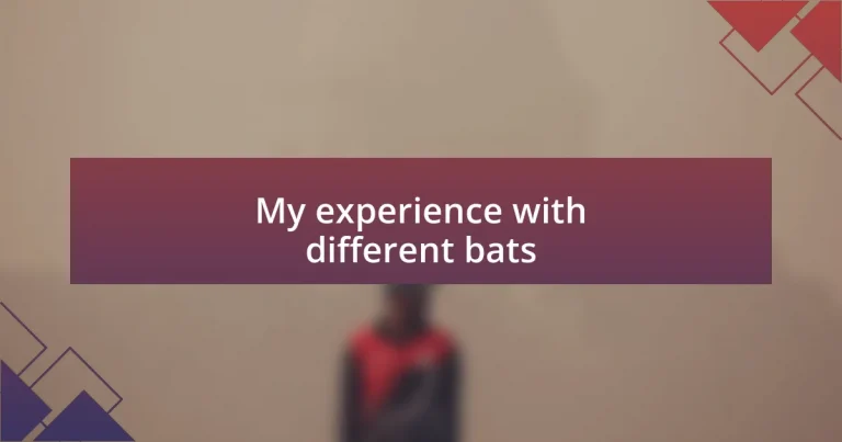 My experience with different bats