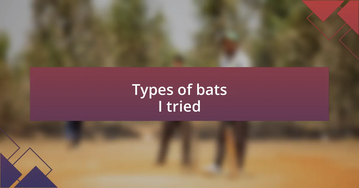 Types of bats I tried