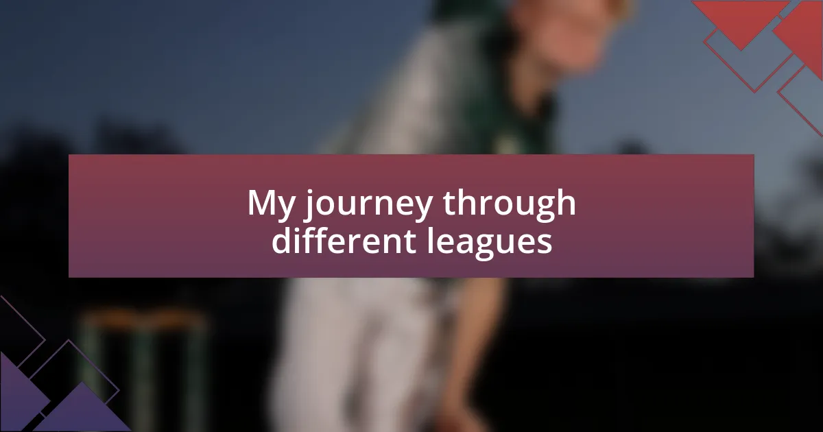 My journey through different leagues