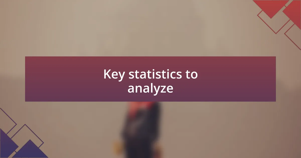 Key statistics to analyze