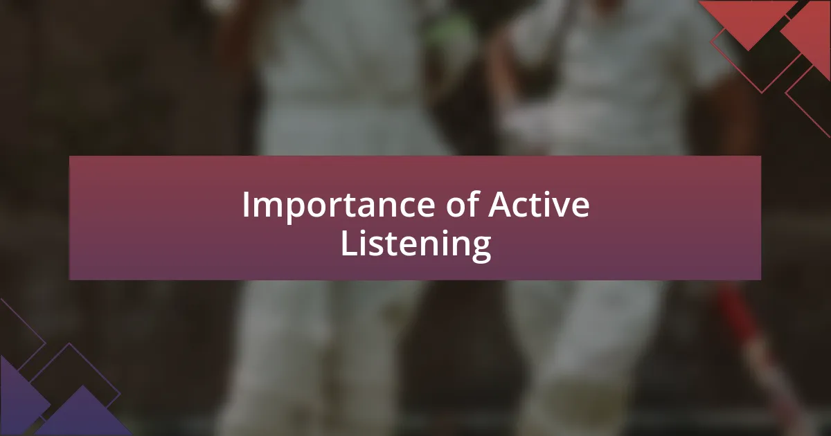 Importance of Active Listening