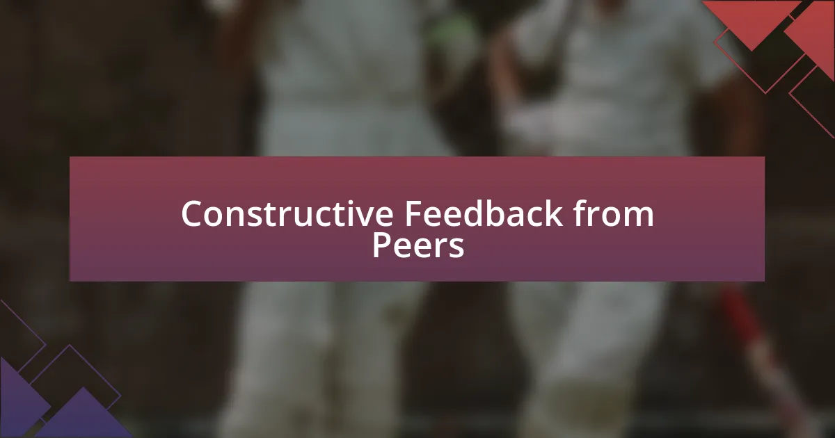 Constructive Feedback from Peers